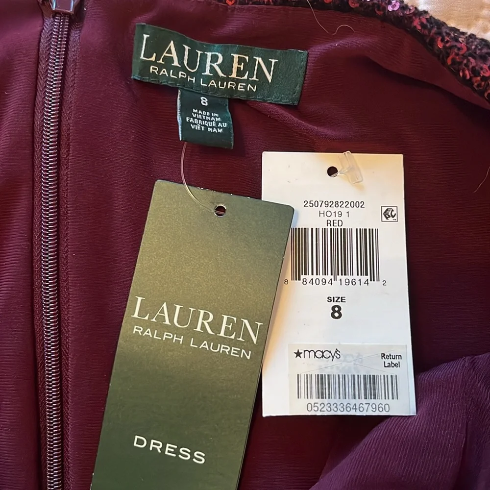 NWT Lauren Ralph Lauren Ruby Red Sequin Dress - Picture 7 of 10